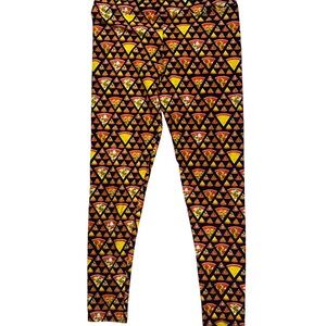 Black and Orange pizza Leggings with Elastic Waistbands size L-XL